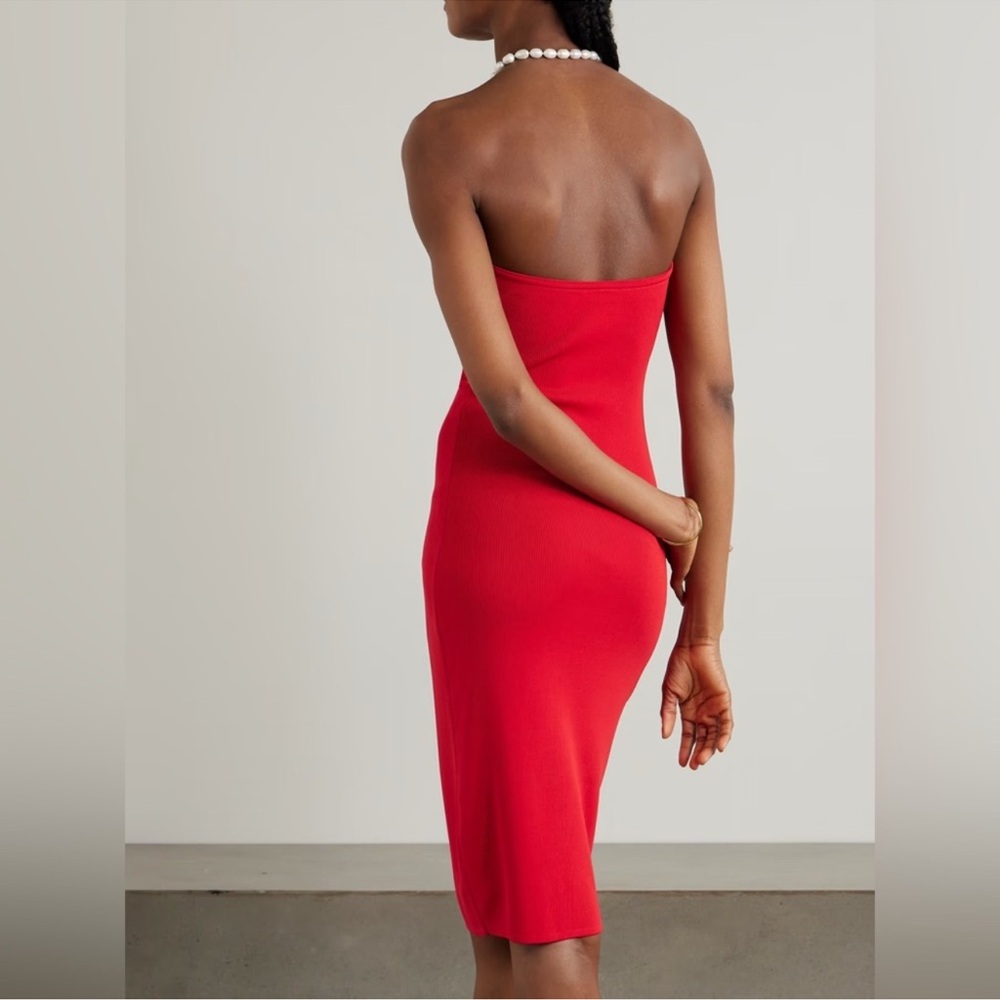 NEW Staud Canna Strapless Dress Red Rose Size Large - Picture 2 of 9